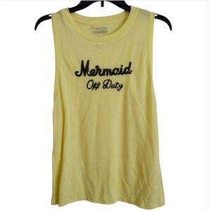 Freeze Yellow 'Mermaid Off Duty' Tank Top With Black Sequins Size Medium